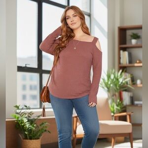 NEW•1X-2X•Soul Sunrise Jayla Asymmetrical Ribbed Sweater